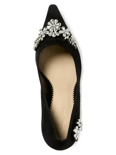 Cinq à Sept Women's Jodie 85MM Crystal-Embellished Suede Pumps - Black Clear Crystal | Thumbnail 3