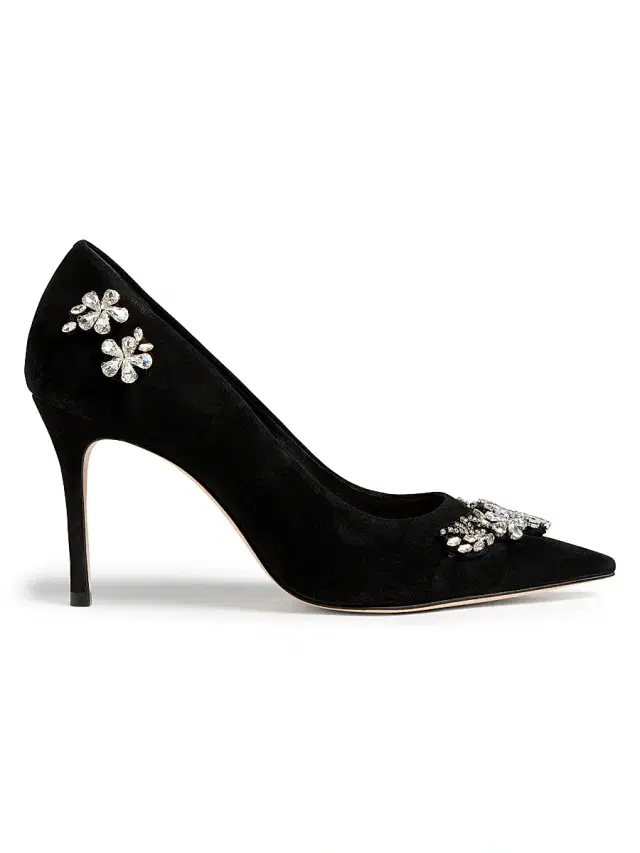 Cinq à Sept Women's Jodie 85MM Crystal-Embellished Suede Pumps - Black Clear Crystal