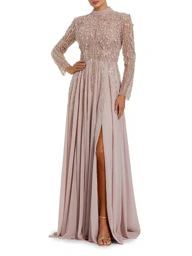 Mac Duggal Women's Evening Embellished Satin Gown - Dusty Rose - Size 16 | Thumbnail 1