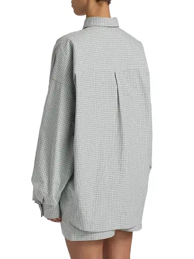 Brandon Maxwell Women's The Harvey Checked Cotton Boyfriend Shirt - Cool Grey - Size Small | Thumbnail 5