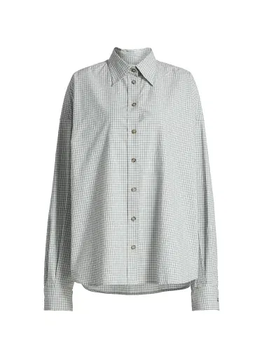 Brandon Maxwell Women's The Harvey Checked Cotton Boyfriend Shirt - Cool Grey - Size Small | Thumbnail 1