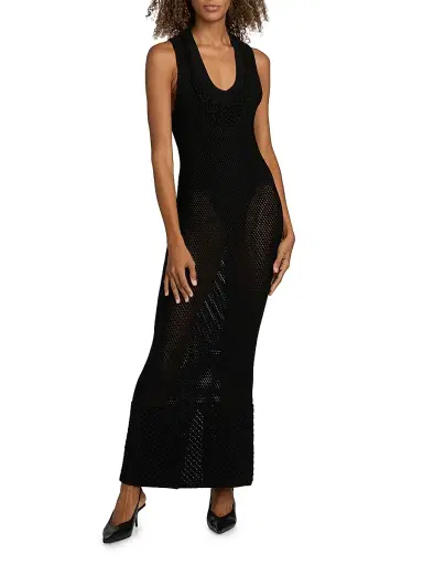 Brandon Maxwell Women's The Lou Lou Net Stitch Maxi Dress - Black - Size XS | Thumbnail 3 Brandon Maxwell Women's The Lou Lou Net Stitch Maxi Dress - Black - Size XS | Thumbnail 3