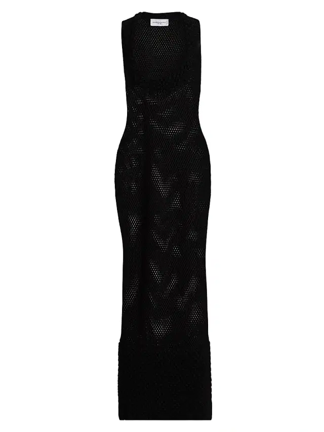 Brandon Maxwell Women's The Lou Lou Net Stitch Maxi Dress - Black