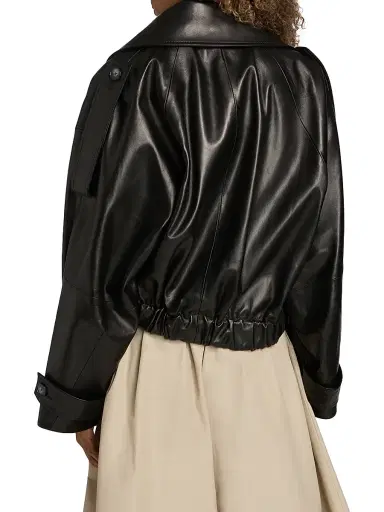 Brandon Maxwell Women's The Collins Cropped Leather Trench Coat - Black | Thumbnail 5 Brandon Maxwell Women's The Collins Cropped Leather Trench Coat - Black | Thumbnail 5