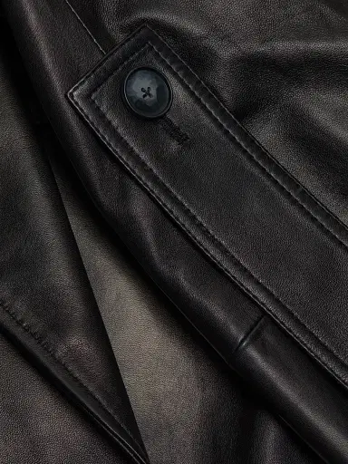Brandon Maxwell Women's The Collins Cropped Leather Trench Coat - Black | Thumbnail 7 Brandon Maxwell Women's The Collins Cropped Leather Trench Coat - Black | Thumbnail 7