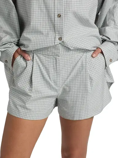 Brandon Maxwell Women's The Lennon Checked Cotton Pleated Shorts | Thumbnail 3 Brandon Maxwell Women's The Lennon Checked Cotton Pleated Shorts | Thumbnail 3