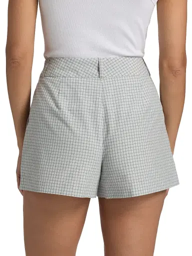 Brandon Maxwell Women's The Lennon Checked Cotton Pleated Shorts | Thumbnail 5 Brandon Maxwell Women's The Lennon Checked Cotton Pleated Shorts | Thumbnail 5