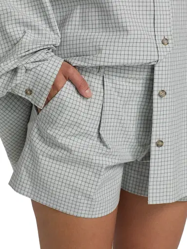 Brandon Maxwell Women's The Lennon Checked Cotton Pleated Shorts | Thumbnail 6 Brandon Maxwell Women's The Lennon Checked Cotton Pleated Shorts | Thumbnail 6