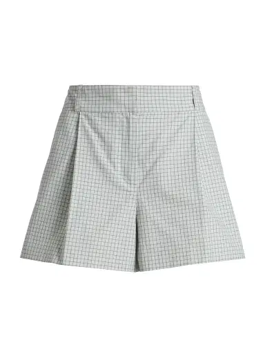 Brandon Maxwell Women's The Lennon Checked Cotton Pleated Shorts | Thumbnail 1 Brandon Maxwell Women's The Lennon Checked Cotton Pleated Shorts | Thumbnail 1