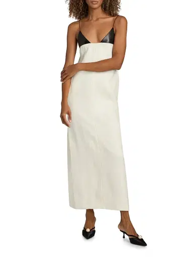 Brandon Maxwell Women's The Bridges Mixed Media Maxi Dress - Cream Black - Size 10 | Thumbnail 2