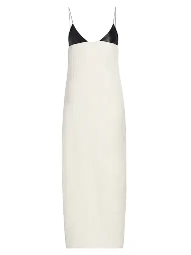 Brandon Maxwell Women's The Bridges Mixed Media Maxi Dress - Cream Black - Size 10 | Thumbnail 1