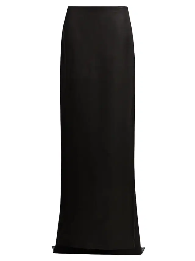 Brandon Maxwell Women's The Monroe High-Low Satin Maxi Skirt - Black