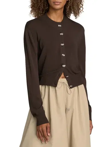 Brandon Maxwell Women's The Aubrey Cardigan - Truffle | Thumbnail 3