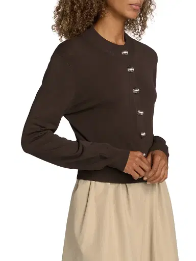Brandon Maxwell Women's The Aubrey Cardigan - Truffle | Thumbnail 4