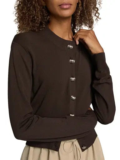 Brandon Maxwell Women's The Aubrey Cardigan - Truffle | Thumbnail 6