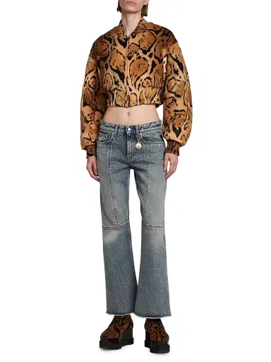 Stella McCartney Women's Cloud Leopard Velvet Bomber Jacket - Brown Multi | Thumbnail 2 Stella McCartney Women's Cloud Leopard Velvet Bomber Jacket - Brown Multi | Thumbnail 2