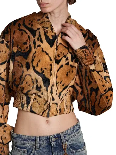 Stella McCartney Women's Cloud Leopard Velvet Bomber Jacket - Brown Multi | Thumbnail 6 Stella McCartney Women's Cloud Leopard Velvet Bomber Jacket - Brown Multi | Thumbnail 6