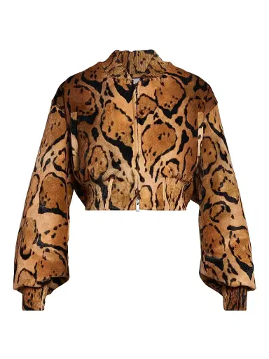 Stella McCartney Women's Cloud Leopard Velvet Bomber Jacket - Brown Multi | Thumbnail 1 Stella McCartney Women's Cloud Leopard Velvet Bomber Jacket - Brown Multi | Thumbnail 1