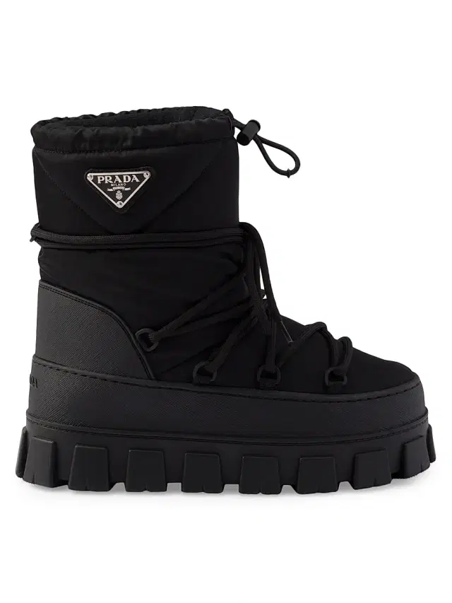 Women's Re-Nylon Gabardine Apres-Ski Boots - Black