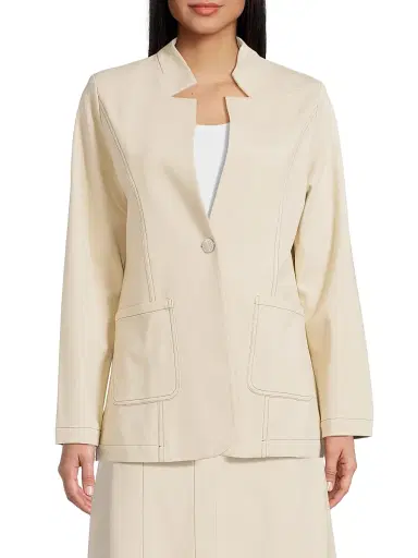 Misook Women's Tailored Ponte One-Button Blazer - Biscotti Black - Size XXL | Thumbnail 3