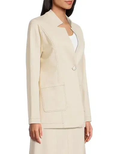 Misook Women's Tailored Ponte One-Button Blazer - Biscotti Black - Size XXL | Thumbnail 4