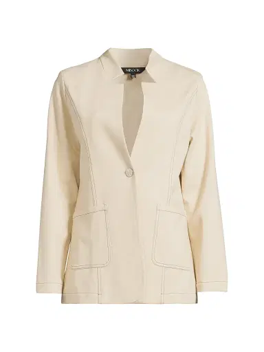 Misook Women's Tailored Ponte One-Button Blazer - Biscotti Black - Size XXL | Thumbnail 1