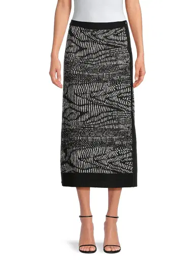 Misook Women's Animal Abstract Jacquard Soft Knit Midi-Skirt - Black White - Size XXL | Thumbnail 3 Misook Women's Animal Abstract Jacquard Soft Knit Midi-Skirt - Black White - Size XXL | Thumbnail 3
