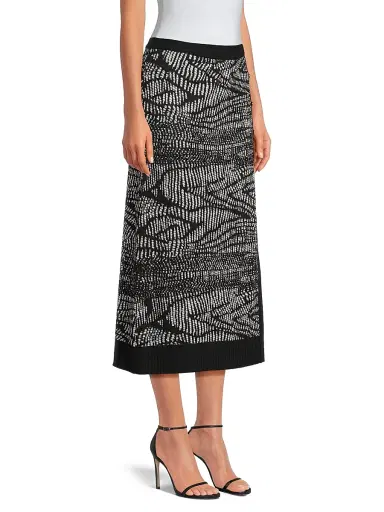 Misook Women's Animal Abstract Jacquard Soft Knit Midi-Skirt - Black White - Size XXL | Thumbnail 4 Misook Women's Animal Abstract Jacquard Soft Knit Midi-Skirt - Black White - Size XXL | Thumbnail 4