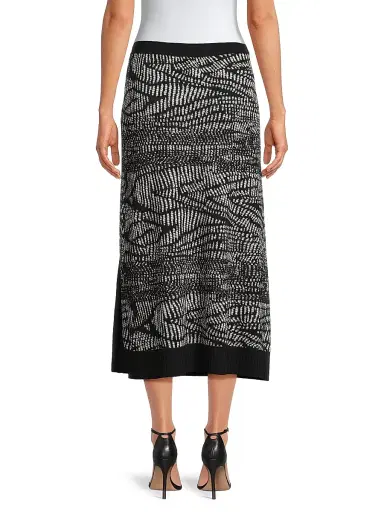 Misook Women's Animal Abstract Jacquard Soft Knit Midi-Skirt - Black White - Size XXL | Thumbnail 5 Misook Women's Animal Abstract Jacquard Soft Knit Midi-Skirt - Black White - Size XXL | Thumbnail 5