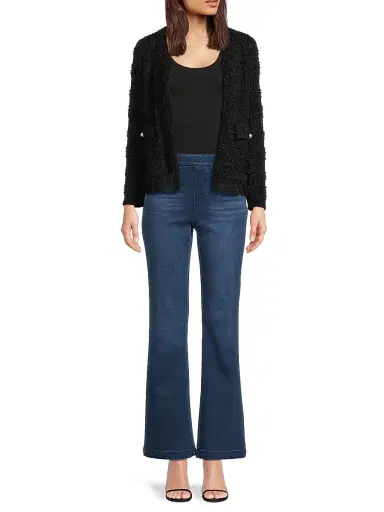 Misook Women's Eyelash Fringe-Trim Knit Jacket - Black | Thumbnail 2 Misook Women's Eyelash Fringe-Trim Knit Jacket - Black | Thumbnail 2