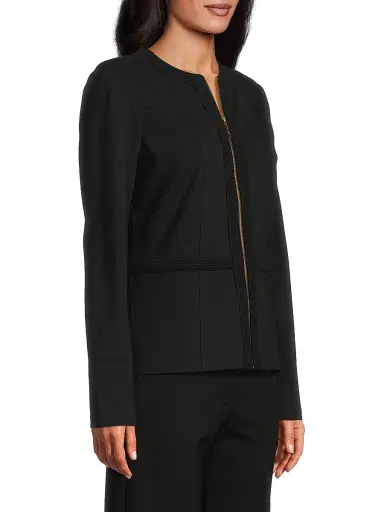 Misook Women's Heritage Stretch Ponte Zip-Up Jacket - Black - Size XXL | Thumbnail 4