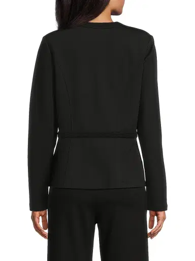Misook Women's Heritage Stretch Ponte Zip-Up Jacket - Black - Size XXL | Thumbnail 5