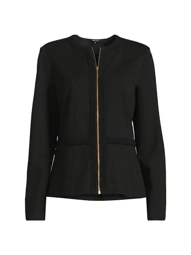 Misook Women's Heritage Stretch Ponte Zip-Up Jacket - Black - Size XXL | Thumbnail 1