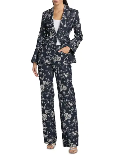 Cinq à Sept Women's Nolita Floral-Embroidered Mid-Rise Straight-Leg Pants - Indigo Multi - Size 12 | Thumbnail 2 Cinq à Sept Women's Nolita Floral-Embroidered Mid-Rise Straight-Leg Pants - Indigo Multi - Size 12 | Thumbnail 2