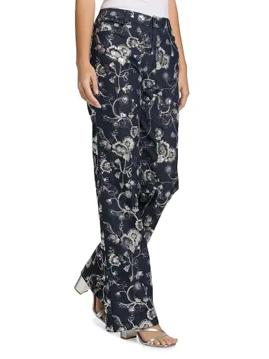 Cinq à Sept Women's Nolita Floral-Embroidered Mid-Rise Straight-Leg Pants - Indigo Multi - Size 12 | Thumbnail 4 Cinq à Sept Women's Nolita Floral-Embroidered Mid-Rise Straight-Leg Pants - Indigo Multi - Size 12 | Thumbnail 4