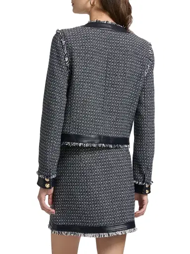 Cinq à Sept Women's Deva Birdseye Tweed Jacket - Navy White - Size XL | Thumbnail 5