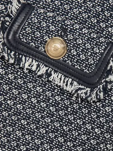 Cinq à Sept Women's Deva Birdseye Tweed Jacket - Navy White - Size XL | Thumbnail 7