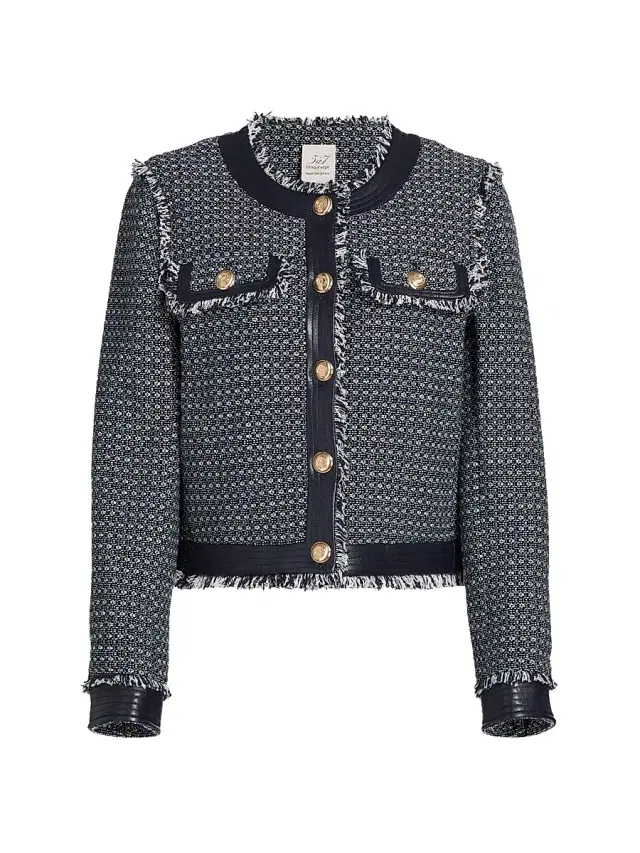 Cinq à Sept Women's Deva Birdseye Tweed Jacket - Navy White