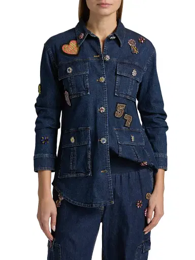 Cinq à Sept Women's Vera Embellished Denim Jacket | Thumbnail 3