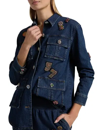 Cinq à Sept Women's Vera Embellished Denim Jacket | Thumbnail 6