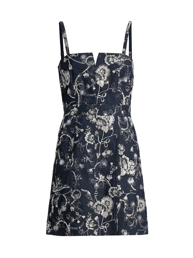 Cinq à Sept Women's Zach Garden Embroidered Denim Minidress - Indigo Multi