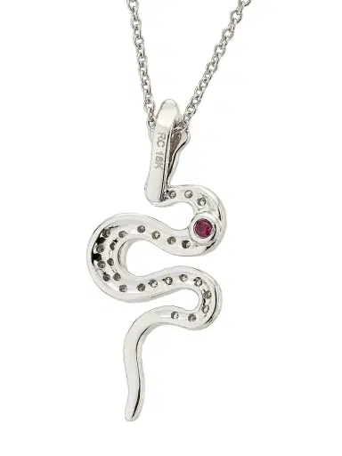 Roberto Coin Women's Tiny Treasures 18K White Gold & 0.17 TCW Diamond Snake Pendant Necklace - White Gold | Thumbnail 4 Roberto Coin Women's Tiny Treasures 18K White Gold & 0.17 TCW Diamond Snake Pendant Necklace - White Gold | Thumbnail 4
