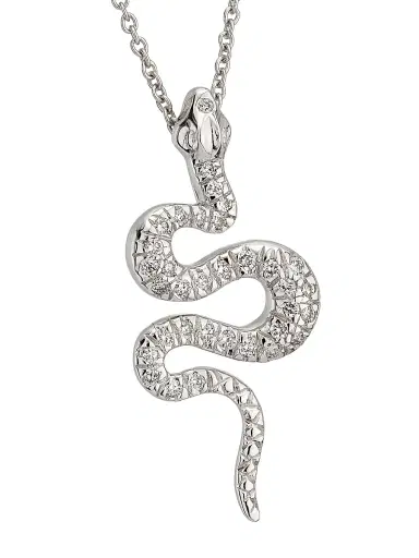 Roberto Coin Women's Tiny Treasures 18K White Gold & 0.17 TCW Diamond Snake Pendant Necklace - White Gold | Thumbnail 5 Roberto Coin Women's Tiny Treasures 18K White Gold & 0.17 TCW Diamond Snake Pendant Necklace - White Gold | Thumbnail 5