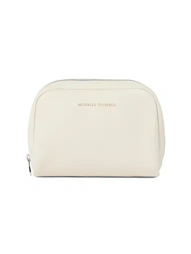 Brunello Cucinelli Fine Grain Calfskin Slim Beauty Case - Chalk | Thumbnail 1