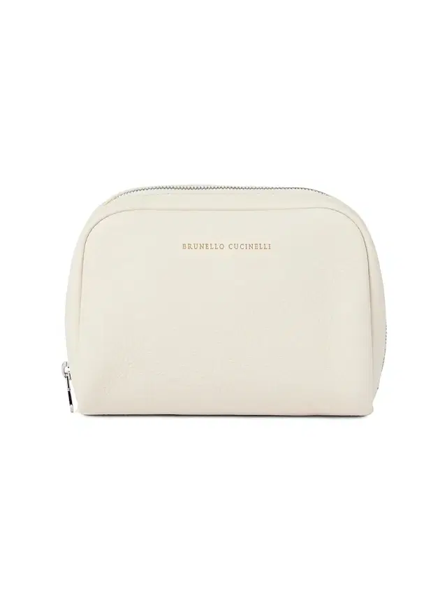 Brunello Cucinelli Fine Grain Calfskin Slim Beauty Case - Chalk