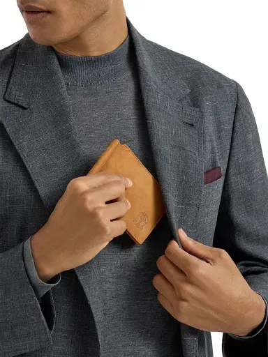 Brunello Cucinelli Men's Nubuck Money Clip Wallet - Cognac | Thumbnail 2