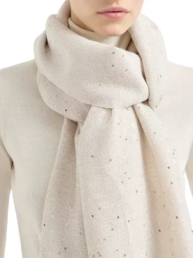 Brunello Cucinelli Women's Cashmere and Silk Diamond Yarn Scarf - Oat | Thumbnail 2