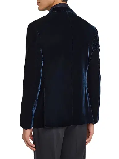 Giorgio Armani Men's Velvet Single-Breasted Sport Coat - Dark Navy | Thumbnail 4