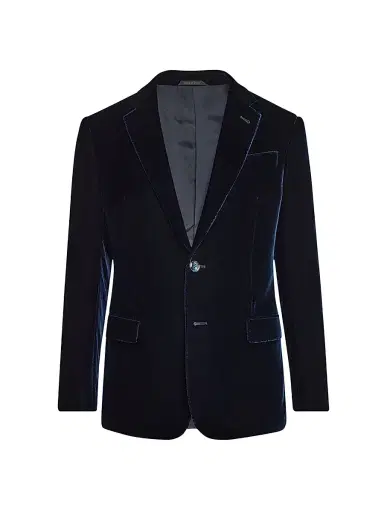 Giorgio Armani Men's Velvet Single-Breasted Sport Coat - Dark Navy | Thumbnail 1