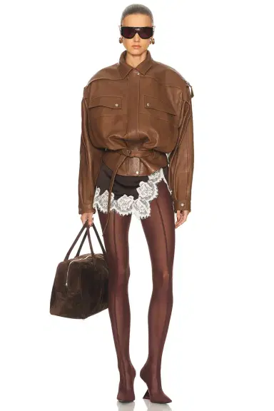 Magda Butrym Belted Leather Bomber Jacket | Thumbnail 4 Magda Butrym Belted Leather Bomber Jacket | Thumbnail 4